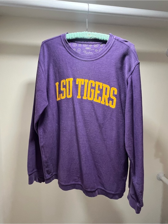 Pressbox Tops - Pressbox Purple LSU Tigers Long-Sleeve Ribbed crew neck